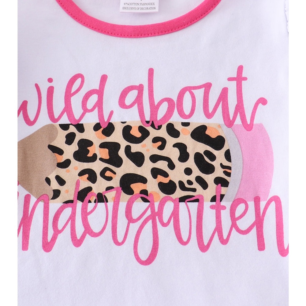 NWT- girls size (4T). Back to school leopard 🐆 pencil ✏️ denim short set - Picture 5 of 6
